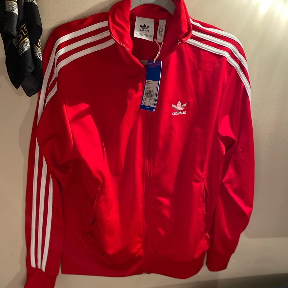ADIDAS red track suit sweater NWT